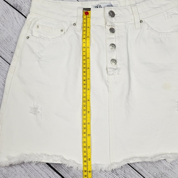 Zara Denim Skirt White Distressed, Size S - Picture 12 of 13